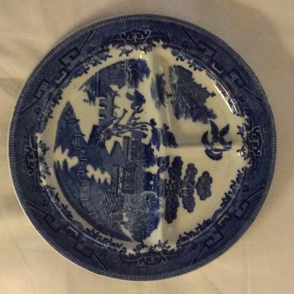 IDEAL GRILLE PLATE BLUE WILLOW PATTERN (like) MADE IN USA 10” PORTIONED PLATE - Picture 6 of 6